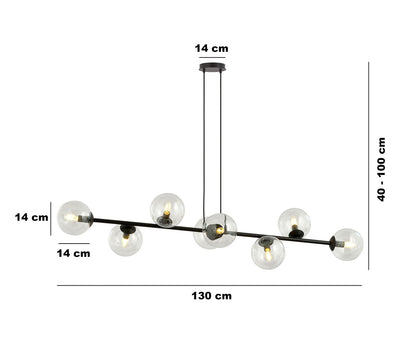 Rossi 8 pendellampe sort/transparent
