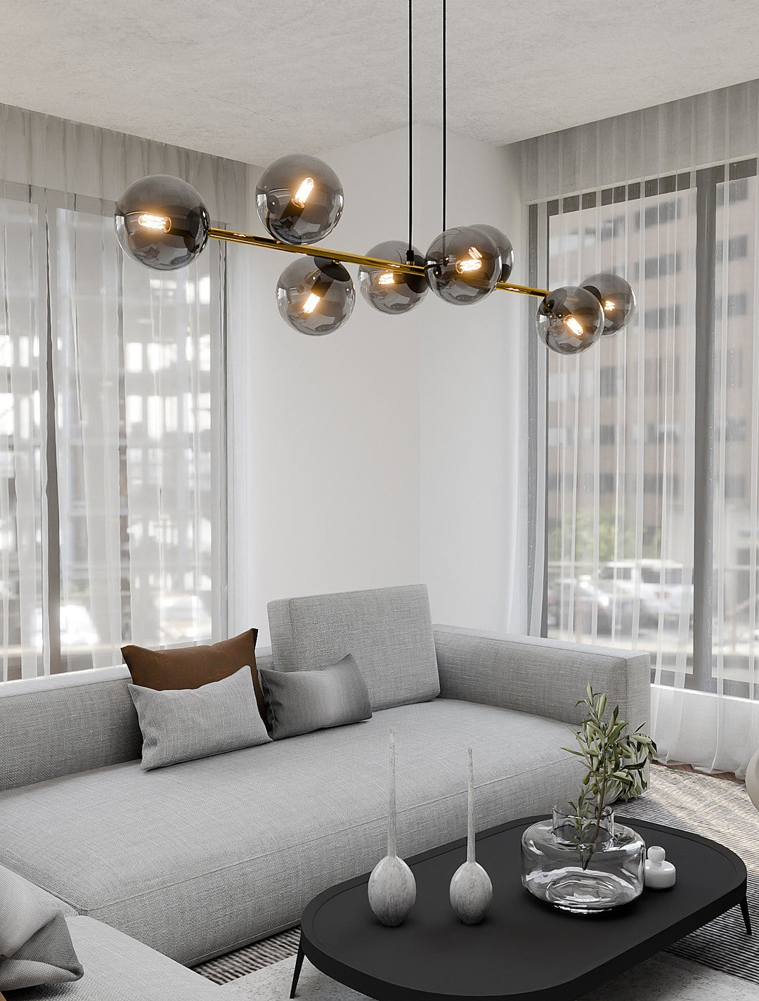 Gravity 8 loftlampe sort/grafit