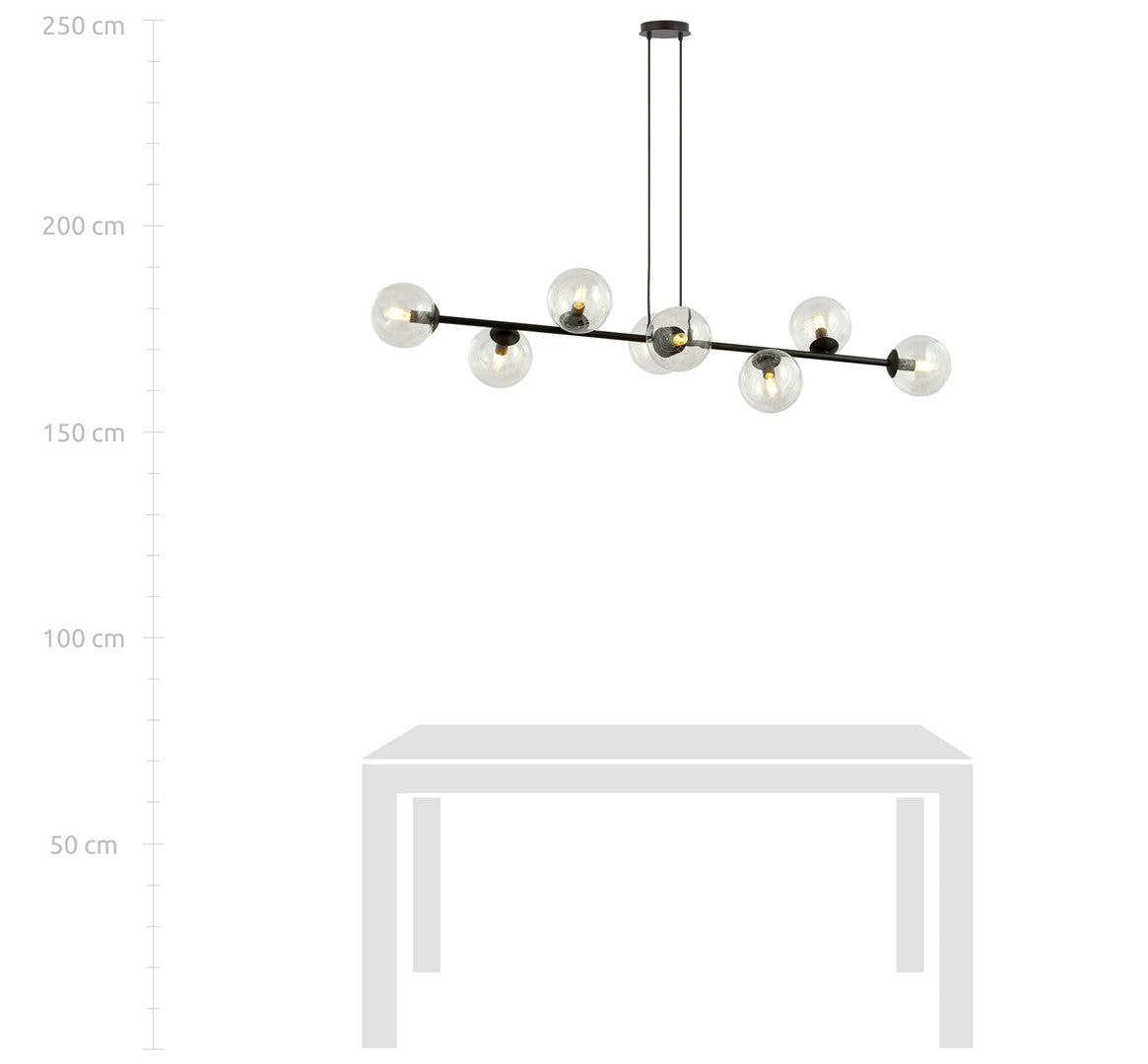 Rossi 8 pendellampe sort/transparent