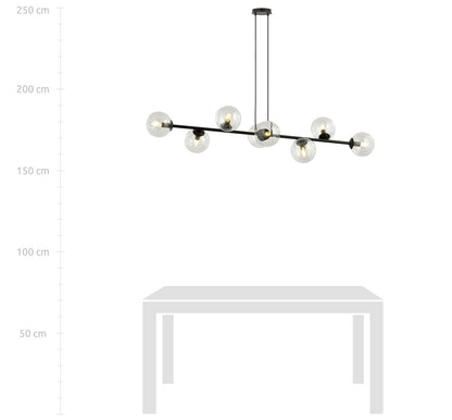 Rossi 8 pendellampe sort/transparent