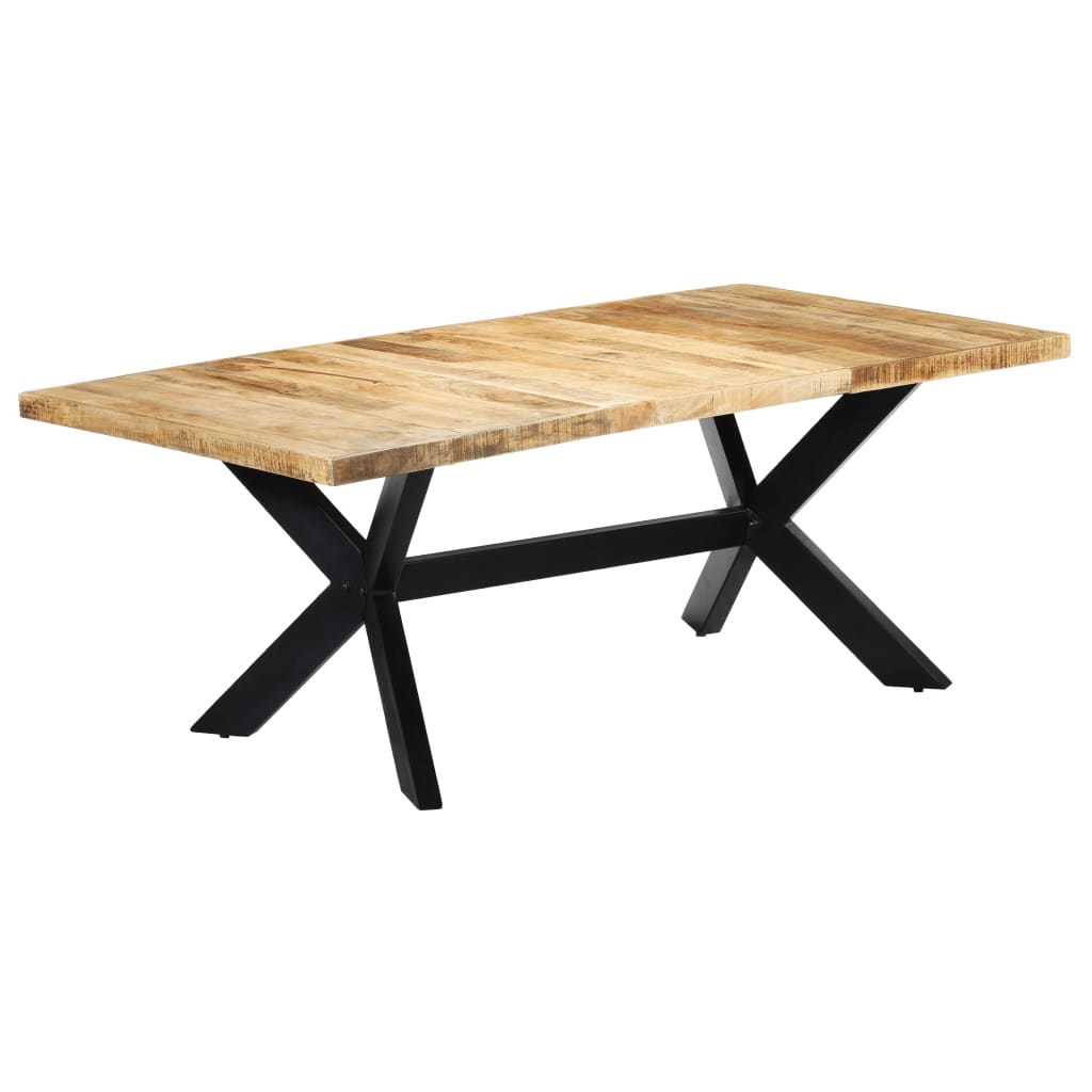 Spisebord Med Krydsstel 180 Cm Massivt Genbrugstræ Og Stål