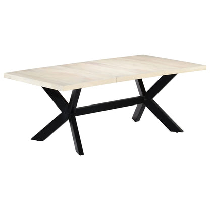 Spisebord Med Krydsstel 180 Cm Massivt Genbrugstræ Og Stål