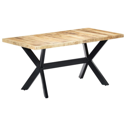 Spisebord Med Krydsstel 180 Cm Massivt Genbrugstræ Og Stål