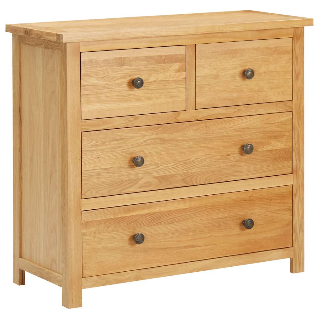 Kommode 80X35X75 Cm Massivt Egetræ