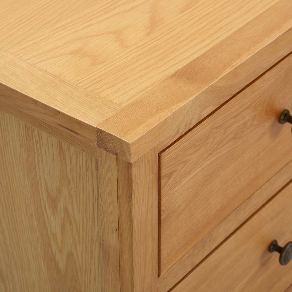 Kommode 80X35X75 Cm Massivt Egetræ