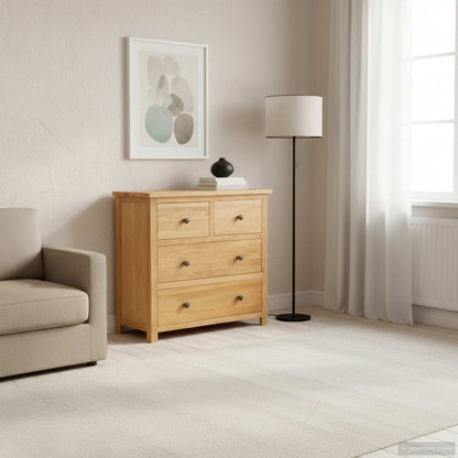 Kommode 80X35X75 Cm Massivt Egetræ