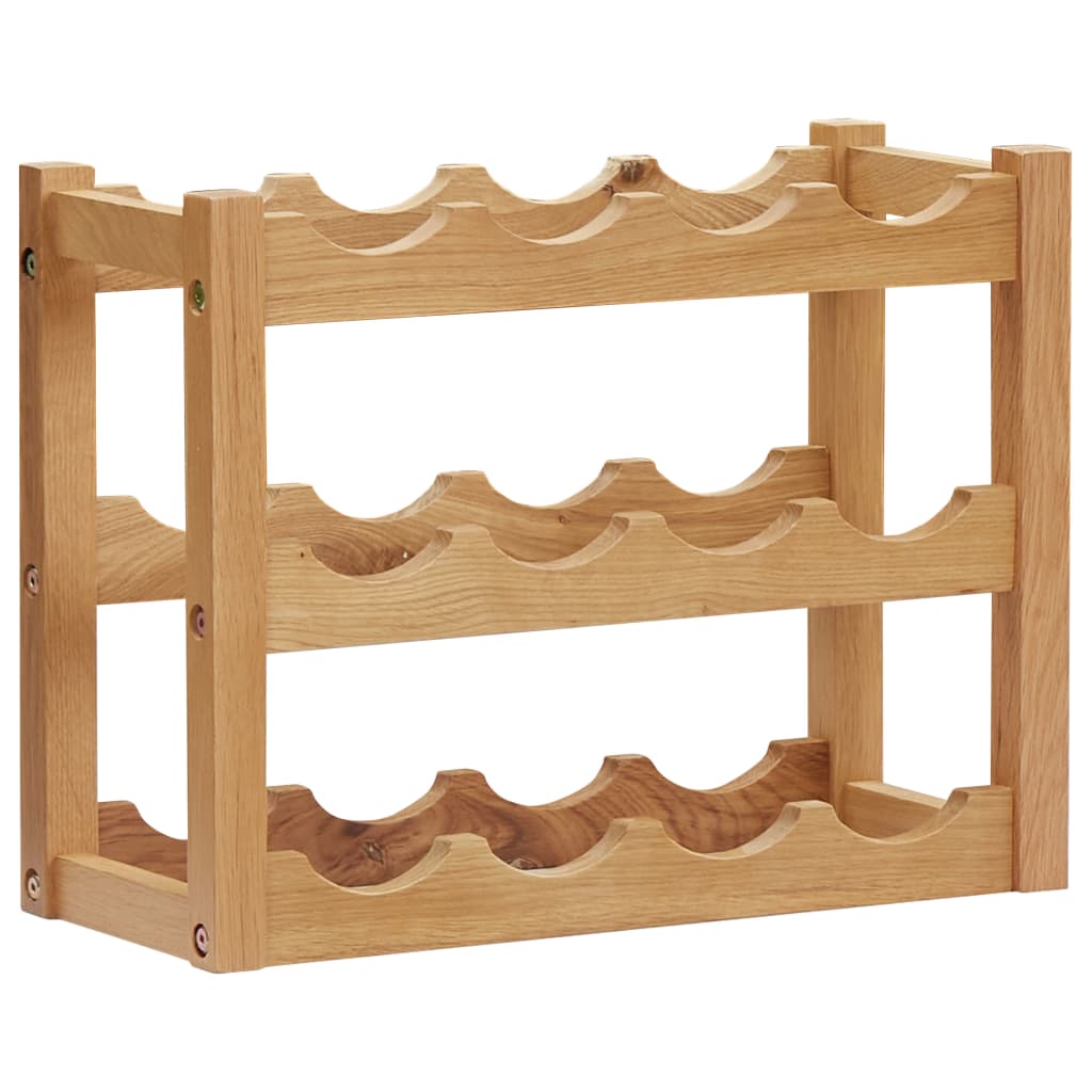 Vinreol Til 12 Flasker 47X21X36 Cm Massivt Egetræ