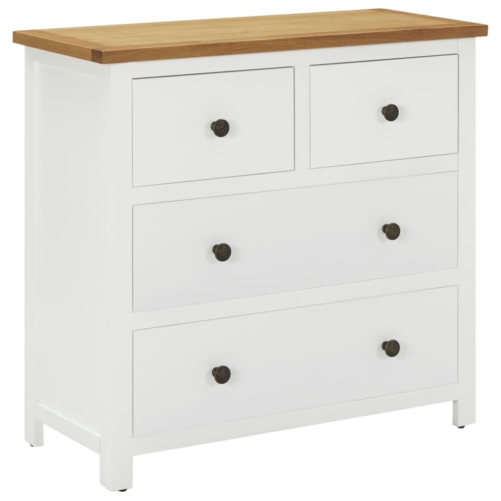 Kommode 80X35X75 Cm Massivt Egetræ