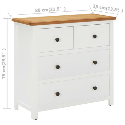 Kommode 80X35X75 Cm Massivt Egetræ