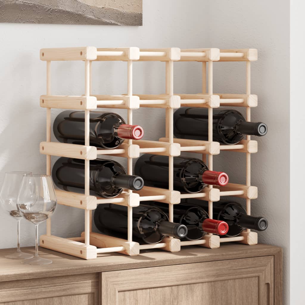 Vinreol Til 12 Flasker 36X23X36 Cm Massivt Fyrretræ