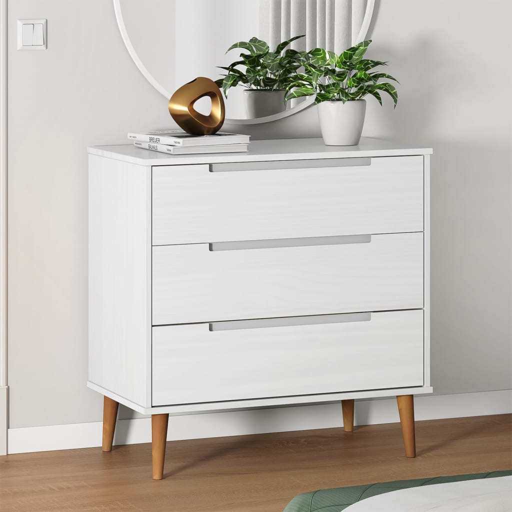Kommode Molde 80X40X80 Cm Massivt Fyrretræ