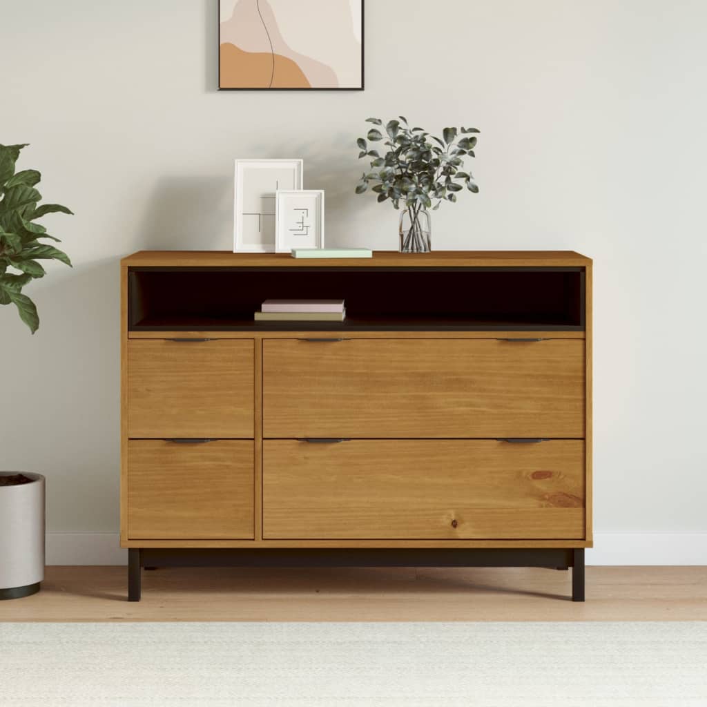 Kommode Flam 110X40X80 Cm Massivt Fyrretræ