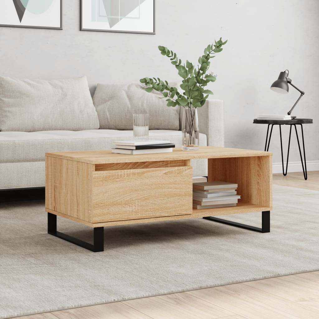 Sofabord 90X50X36,5 Cm Konstrueret Træ Gammeldags Træ