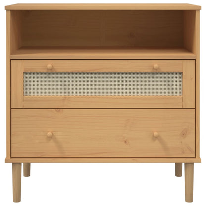 Skænk Senja 80X40X80 Cm Rattan-Look Massivt Fyrretræ