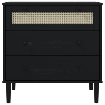 Kommode Senja Rattanlook 80X40X80 Cm Massivt Fyrretræ