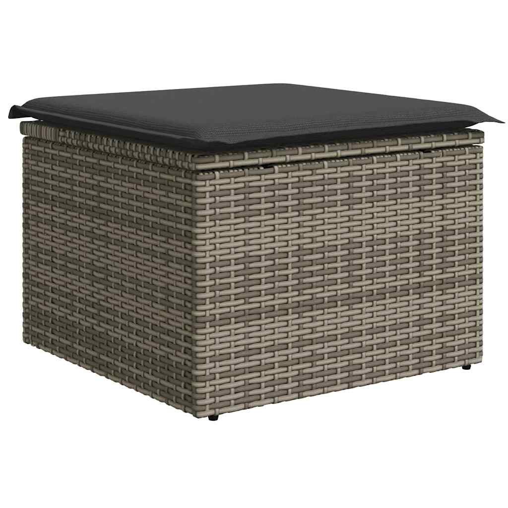Loungesæt Til Haven 11 Dele Med Hynder Polyrattan Grå