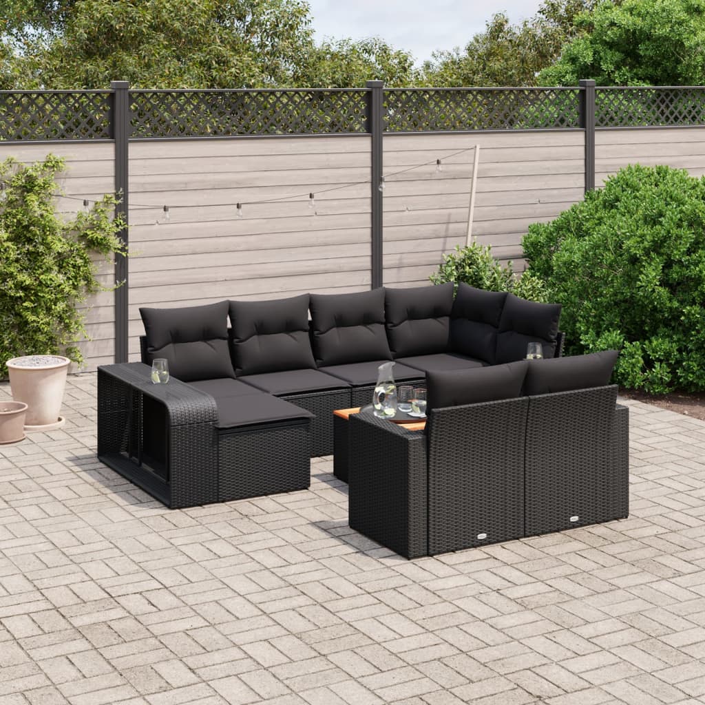 Loungesæt Til Haven 11 Dele Med Hynder Polyrattan Grå