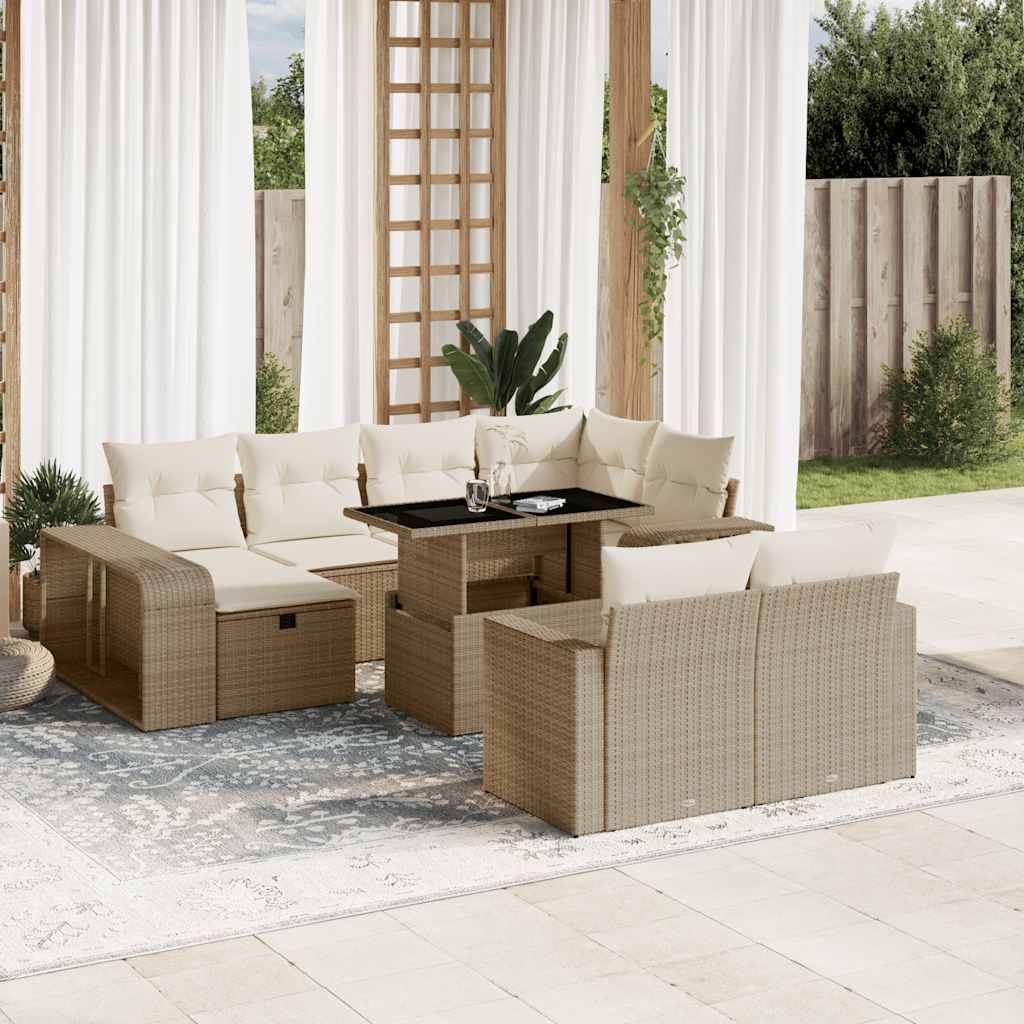 Loungesæt Til Haven 11 Dele Med Hynder Polyrattan Grå