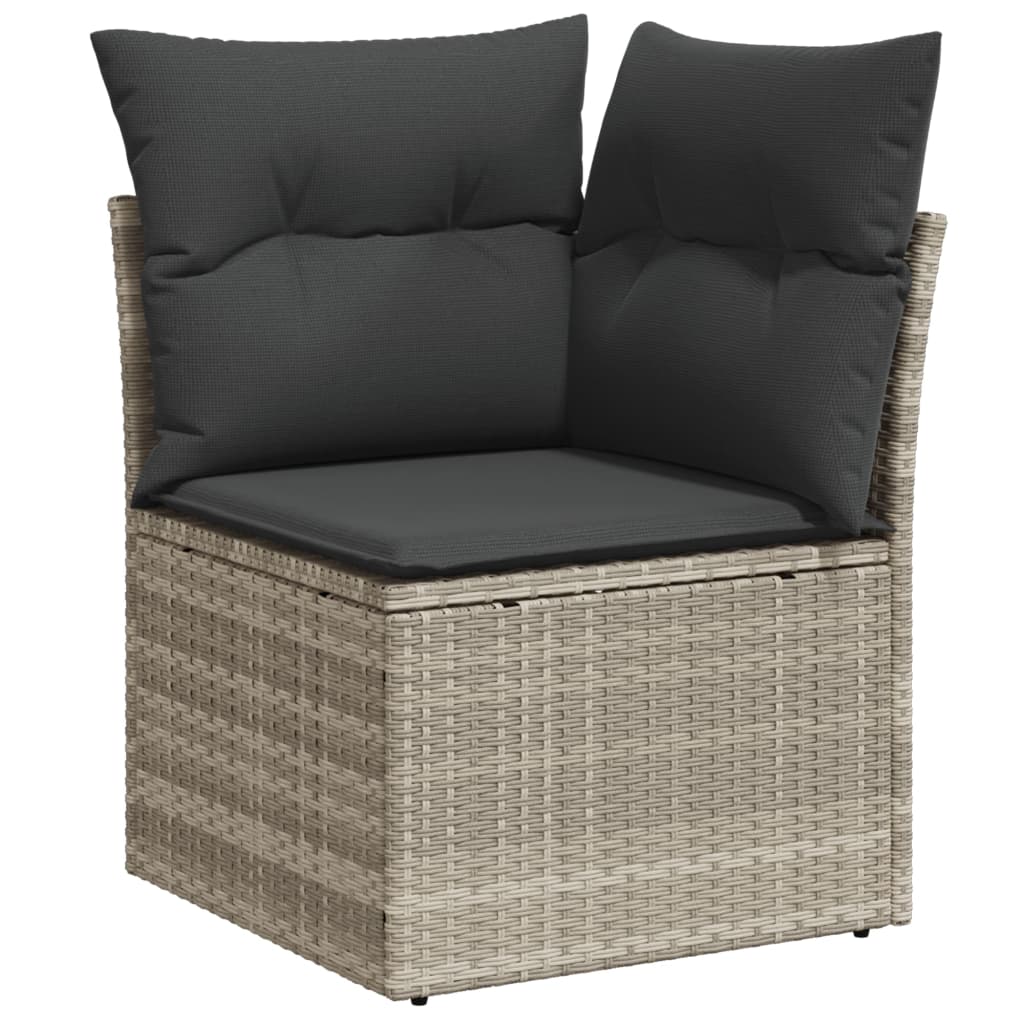 Loungesæt Til Haven 11 Dele Med Hynder Polyrattan Grå