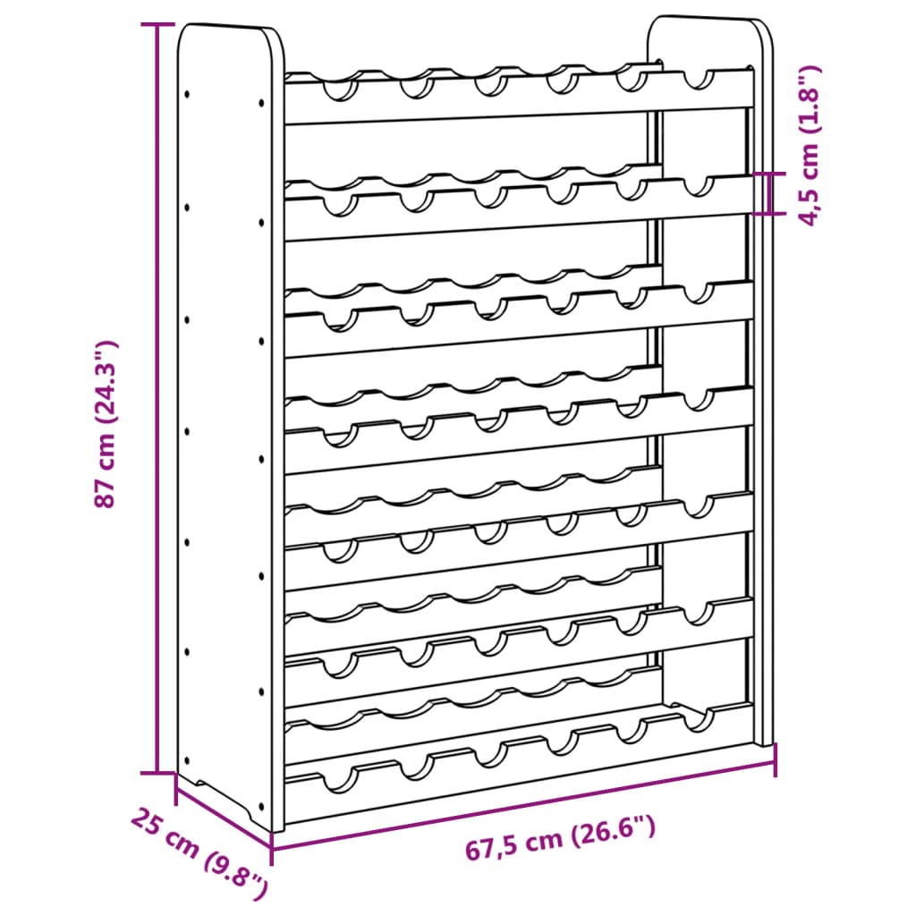 Vinreol 67,5X25X87 Cm Massivt Fyrretræ