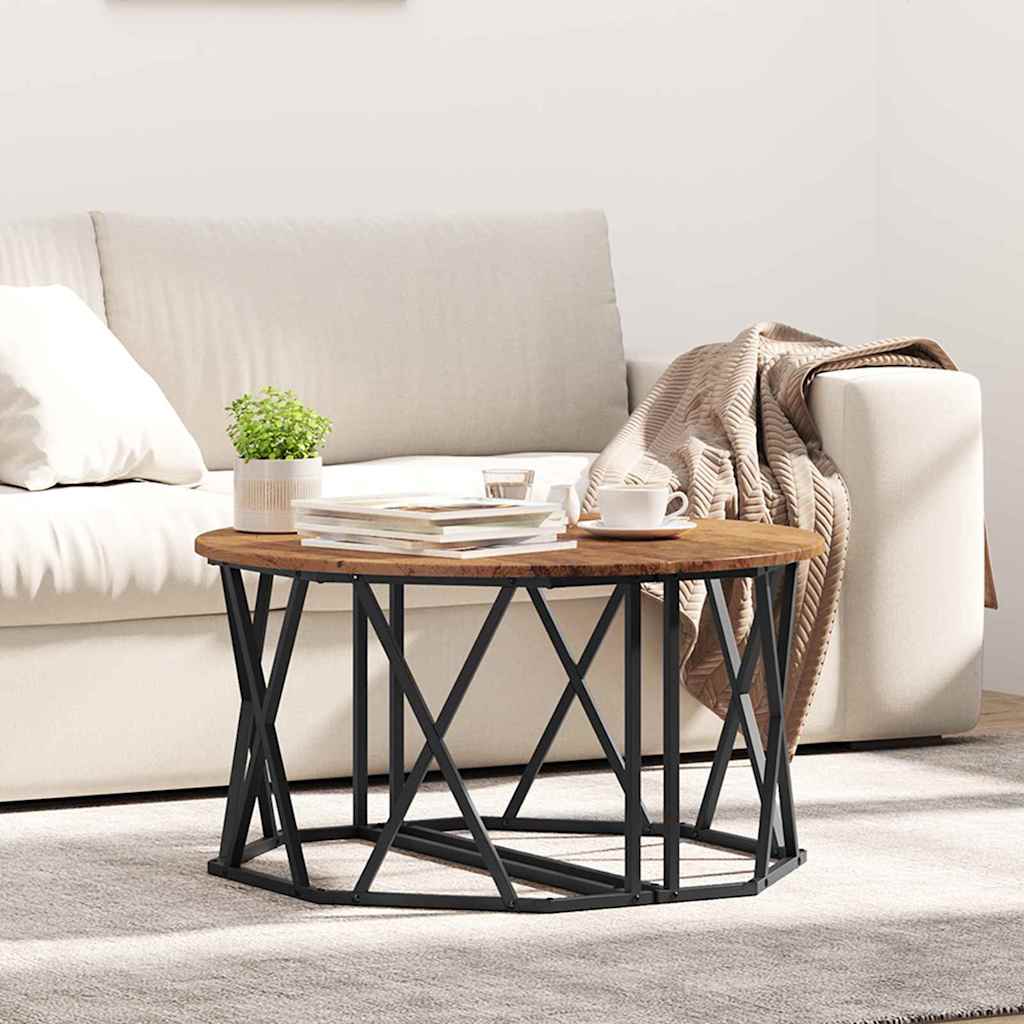 Sofabord Etræ 80 X 80 X 42 Cm Ingeniørtræ Og Stål