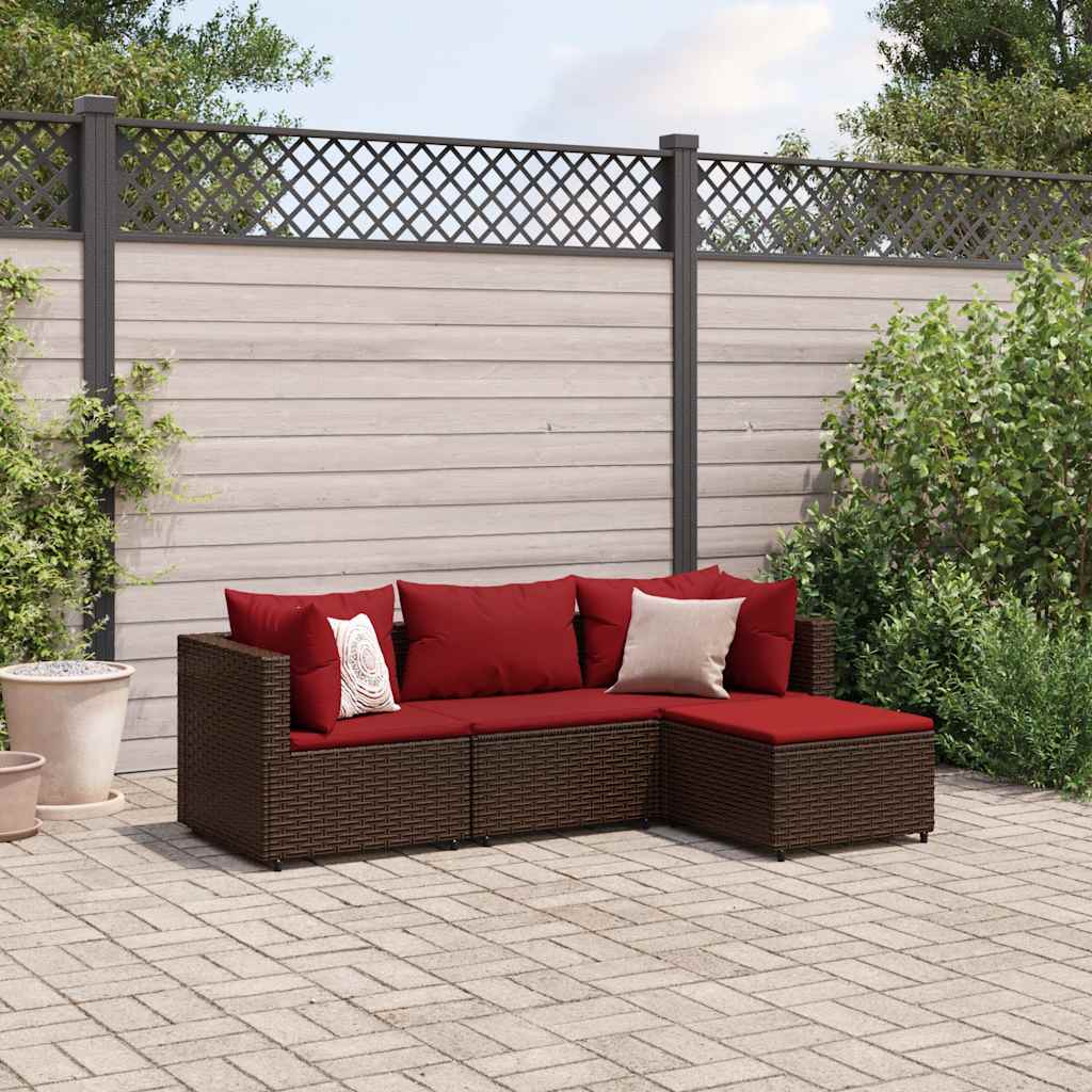 Loungesæt Til Haven 5 Dele Med Hynder Polyrattan