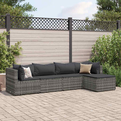 Loungesæt Til Haven 5 Dele Med Hynder Polyrattan