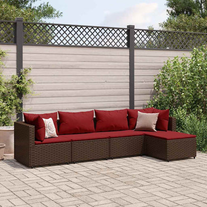 Loungesæt Til Haven 5 Dele Med Hynder Polyrattan