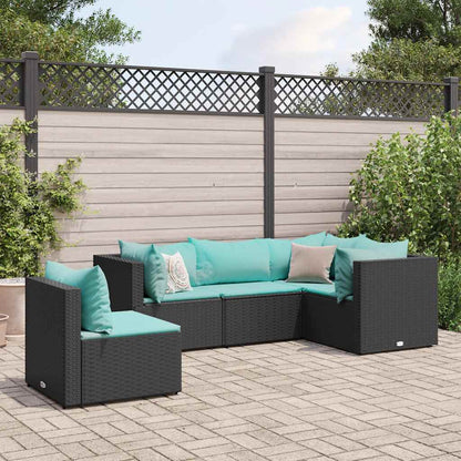 Loungesæt Til Haven 6 Dele Med Hynder Polyrattan Brun