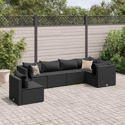 Loungesæt Til Haven 6 Dele Med Hynder Polyrattan Brun