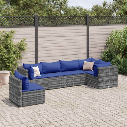 Loungesæt Til Haven 6 Dele Med Hynder Polyrattan Brun
