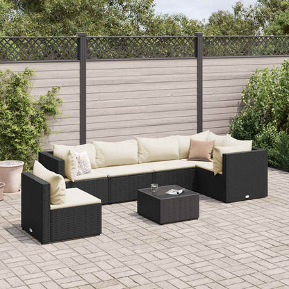 Loungesæt Til Haven 6 Dele Med Hynder Polyrattan Brun