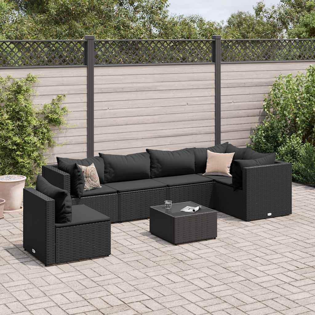 Loungesæt Til Haven 6 Dele Med Hynder Polyrattan Brun