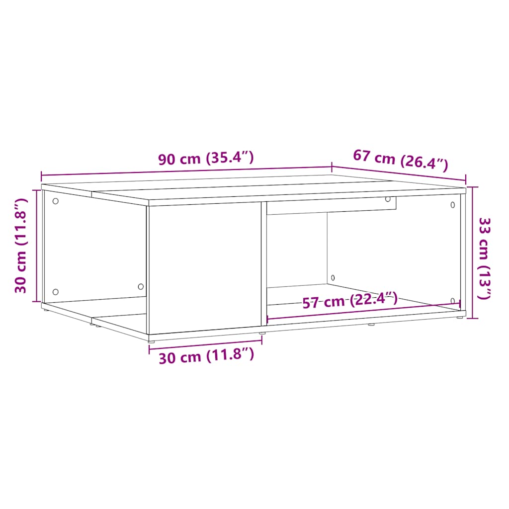 Sofabord 90X67X33 Cm Konstrueret Træ Antikt Træ