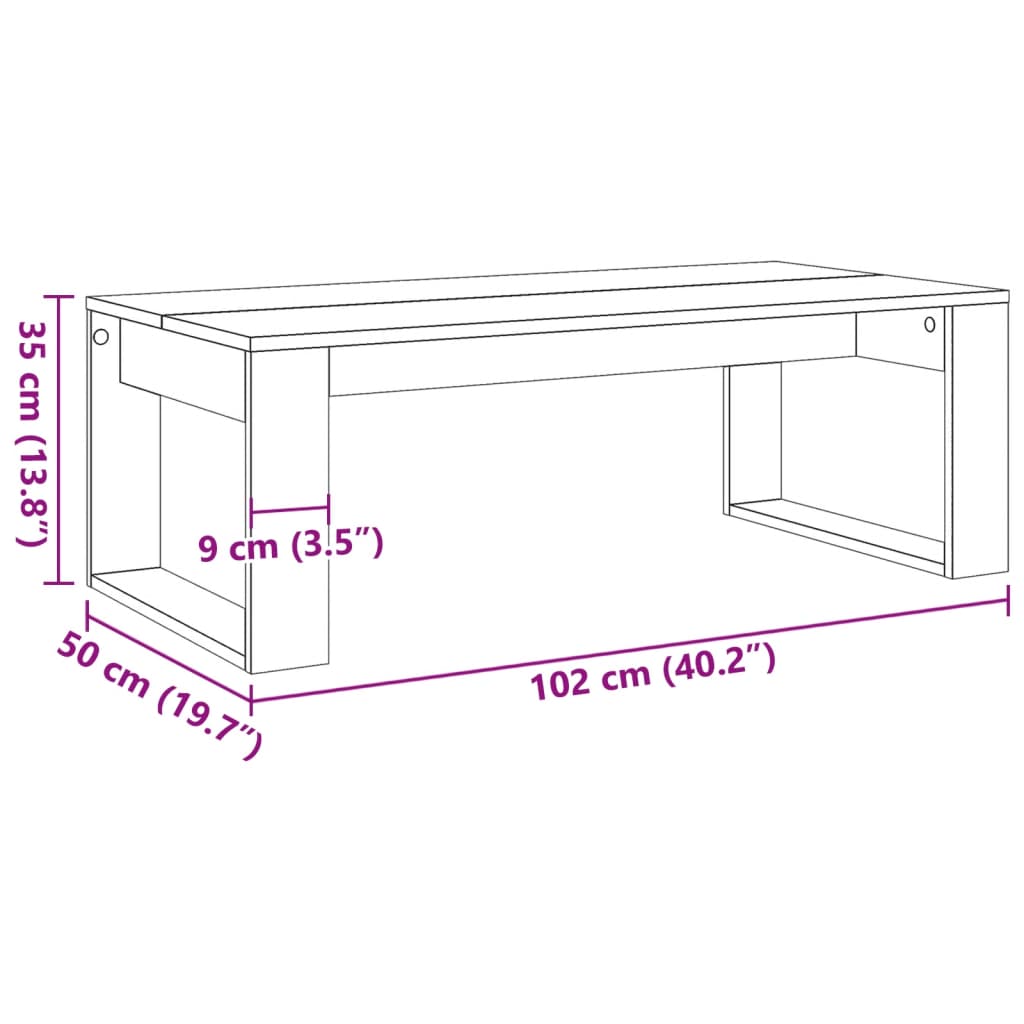 Sofabord 102X50X35 Cm Konstrueret Træ Kunsteg