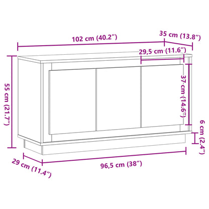Skænk Håndlavet Eg 102X35X55 Cm Konstrueret Træ
