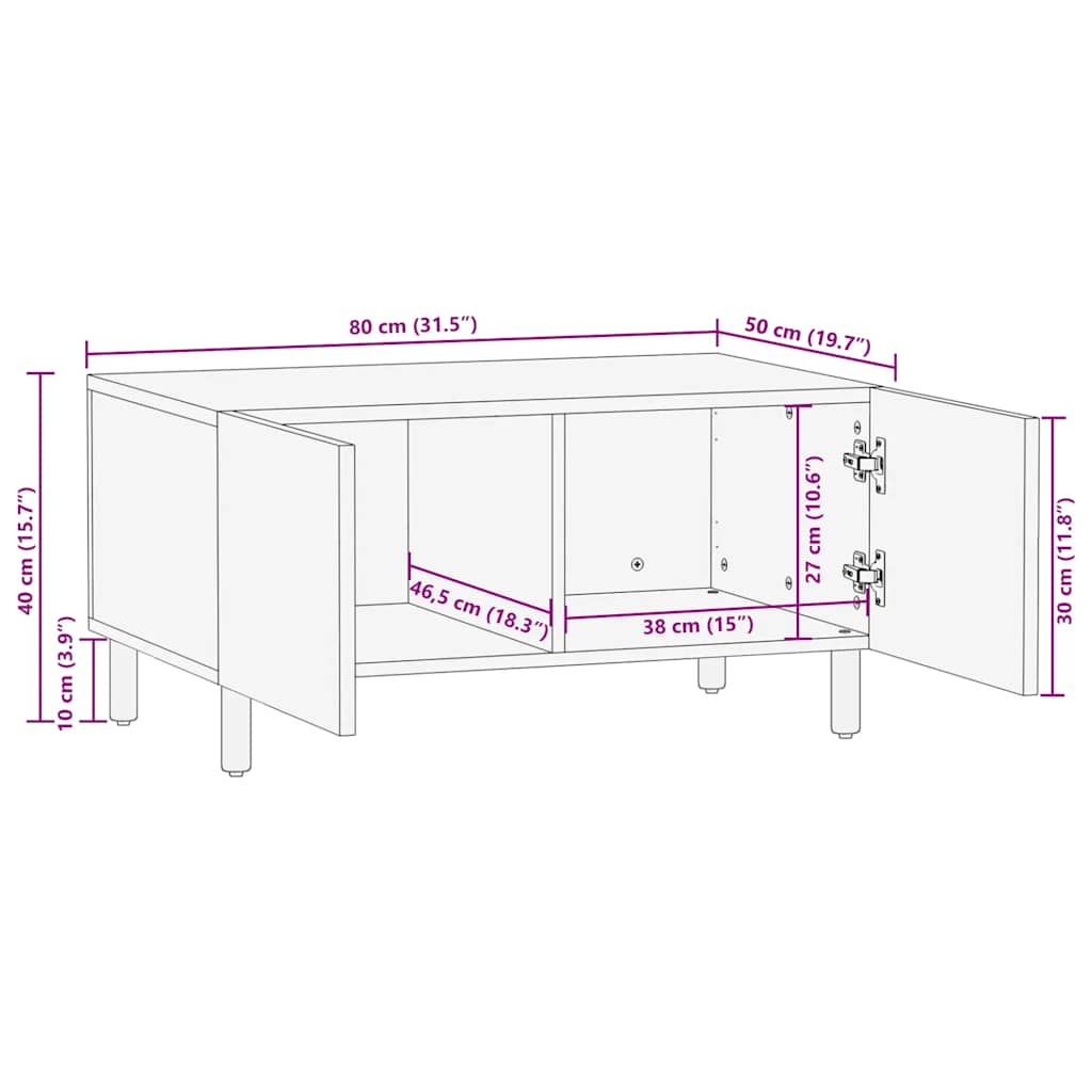 Sofabord 80X50X40 Cm Massivt