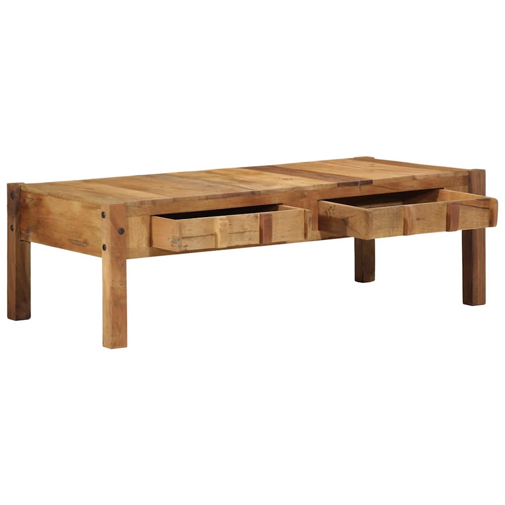 Sofabord Med Skuffe Brun 110 X 54 X 35 Cm Solid Genbrugs Træ