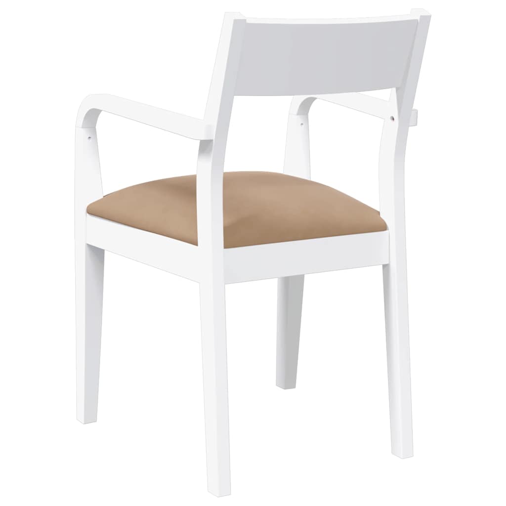 Spisebordsstole Med Hynder 2 Stk. Massivt Gummitræ Hvid
