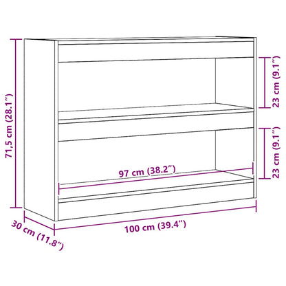 Bogreol 2 Niveauer 100 X 30 X 72 Cm Konstrueret Træ