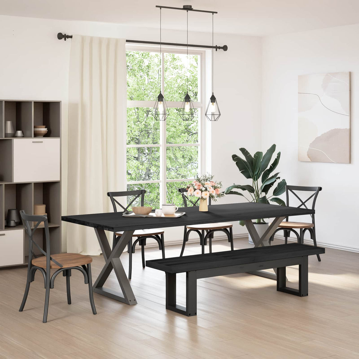 Spisebænk Noain U-Formede Ben 180X40X45 Cm Massivt Træ Fyrretræ