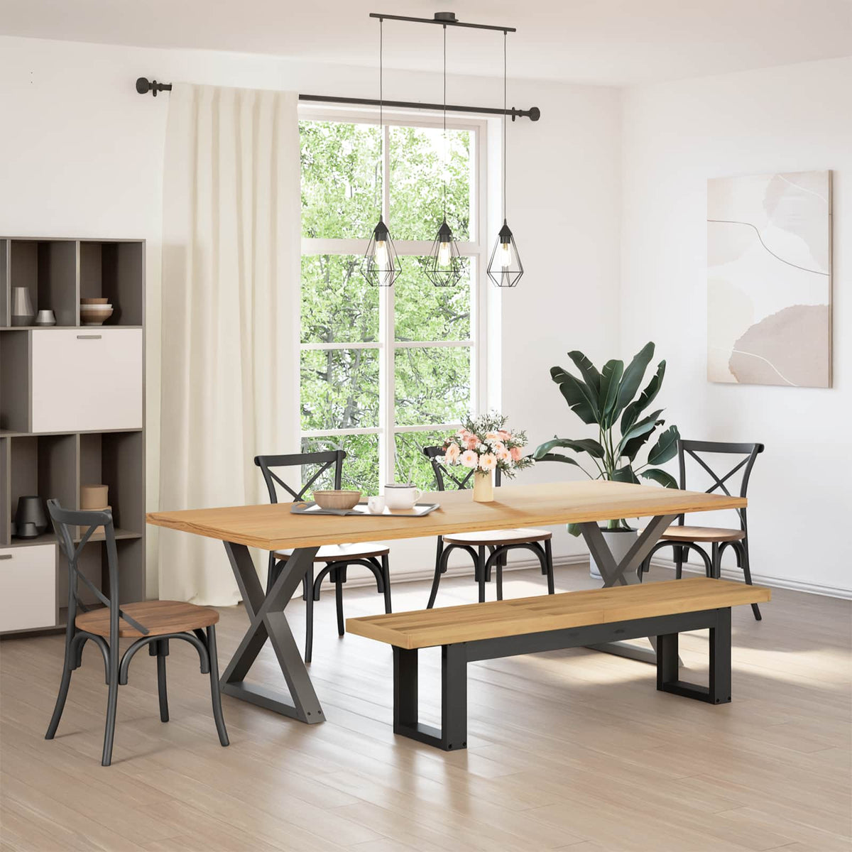 Spisebænk Noain U-Formede Ben 180X40X45 Cm Massivt Træ Fyrretræ