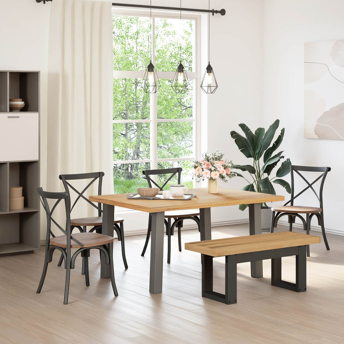 Spisebænk Noain U-Formede Ben 180X40X45 Cm Massivt Træ Fyrretræ