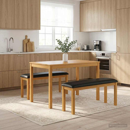 Spisebænk 95 X 32 X 45 Cm Massivt Eg Træ Sort