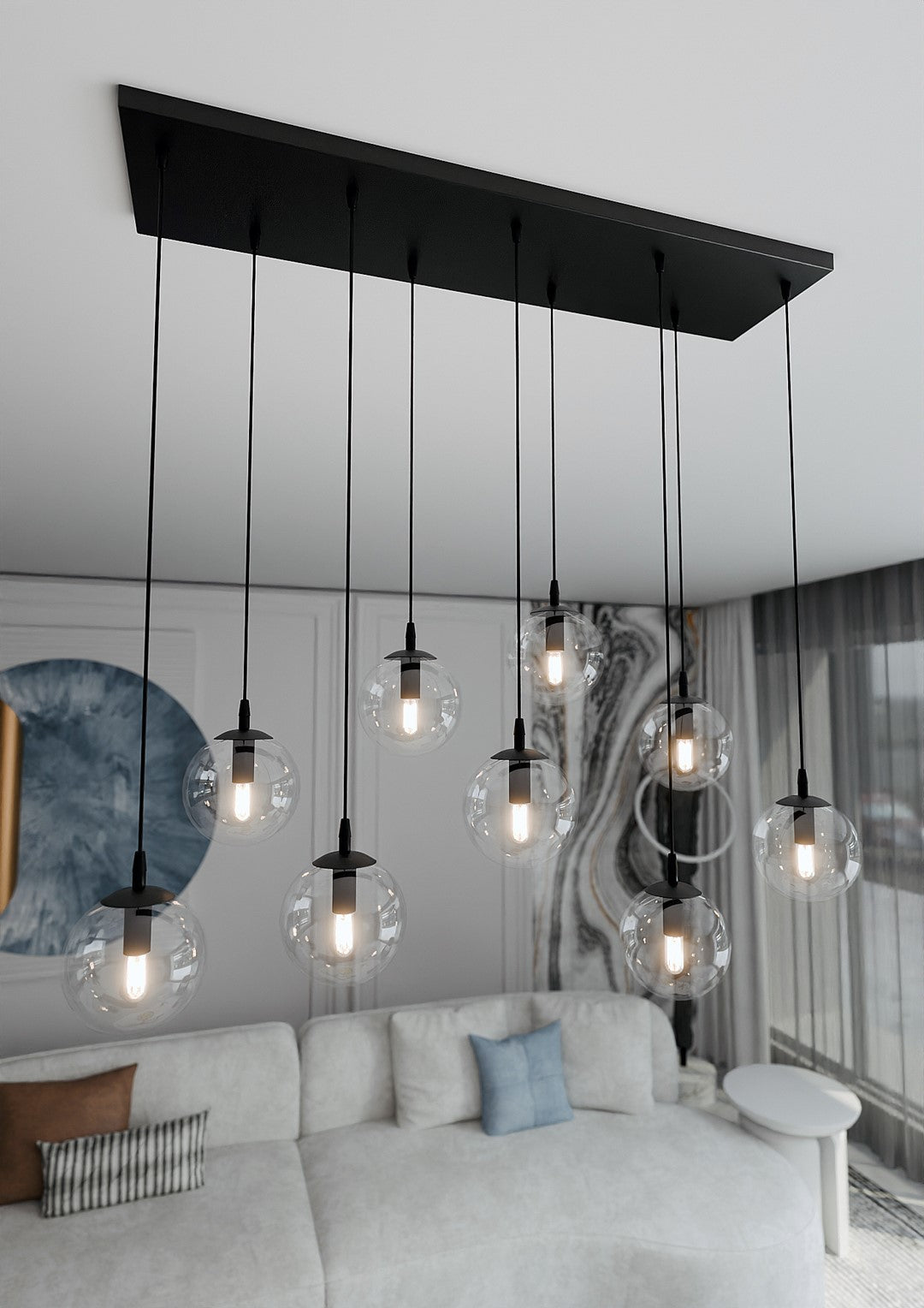 Cosmo 9 pendellampe transparent