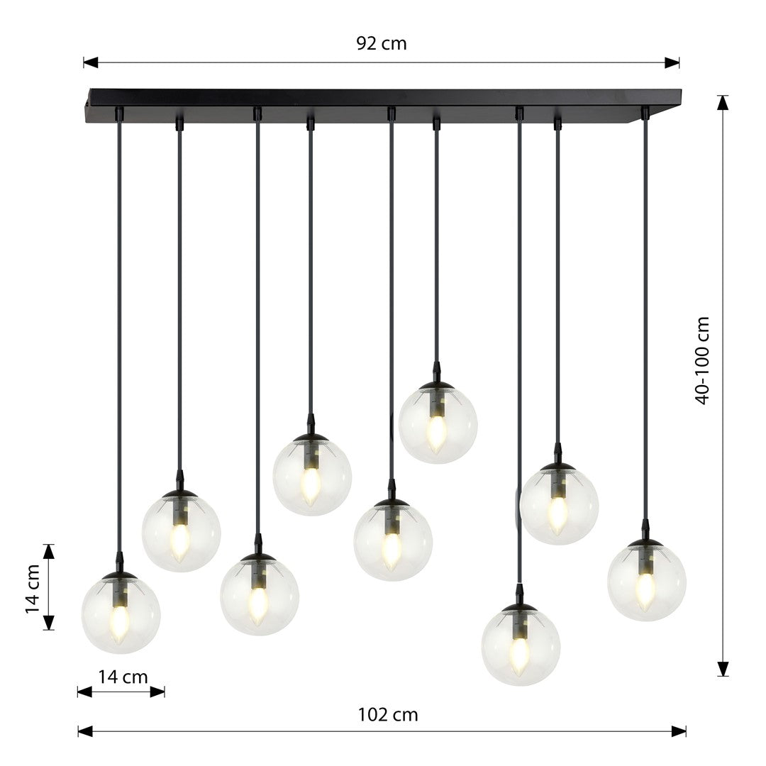 Cosmo 9 pendellampe transparent