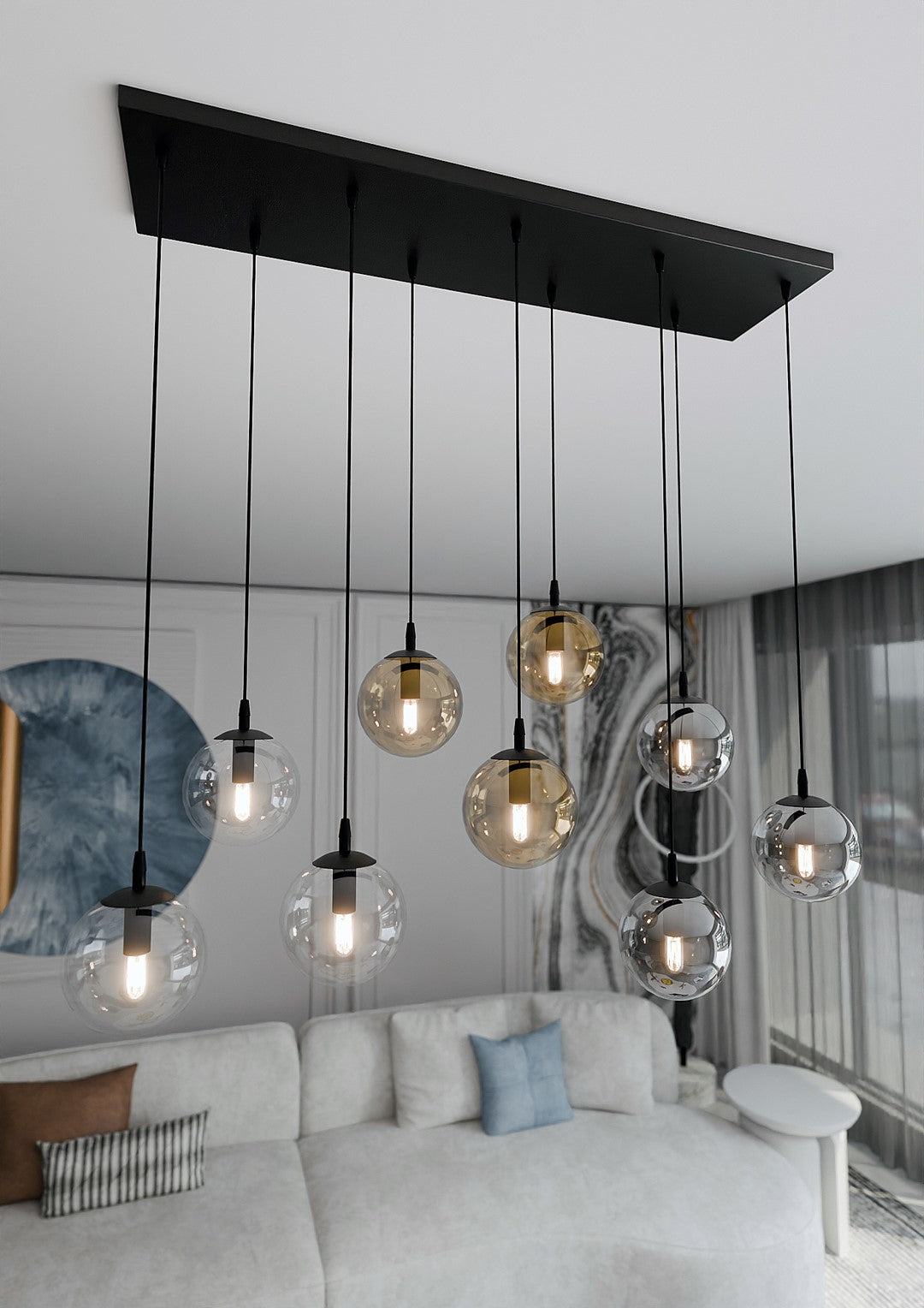 Cosmo 9 pendellampe blå/blandet