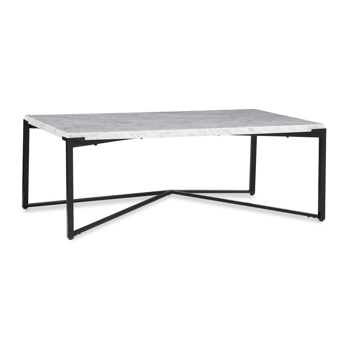 Saxon Coffee Table in Carrara Marble and Matte Black