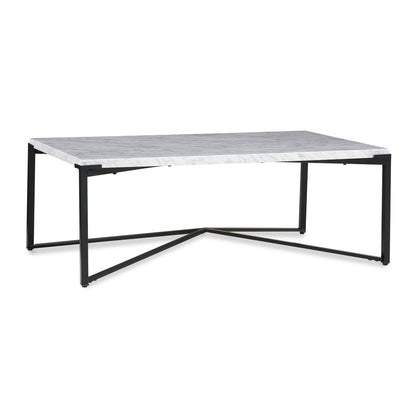 Saxon Coffee Table in Carrara Marble and Matte Black