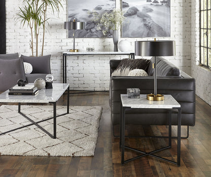 Saxon Coffee Table in Carrara Marble and Matte Black